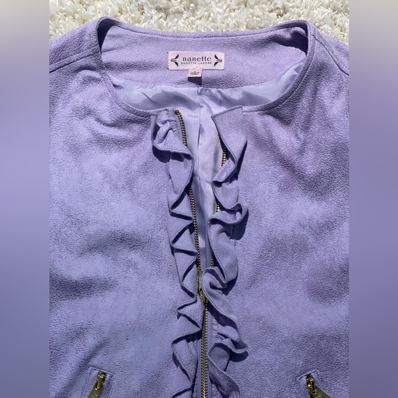Nanette Lepore Lilac Faux Suede Jacket Sz 4 - Picture 5 of 7